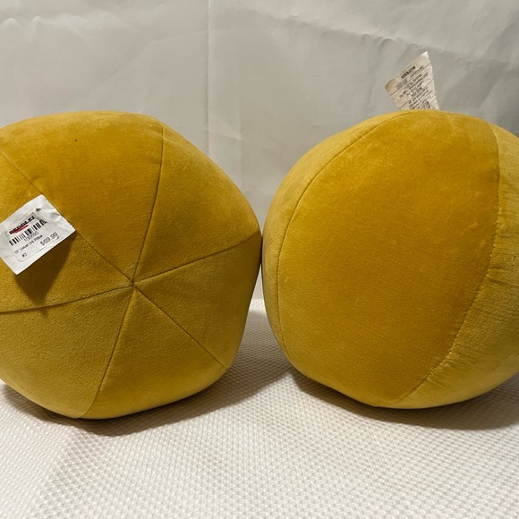Set of 10” Yellow Velvet Orb Pillows - Picture 5 of 6